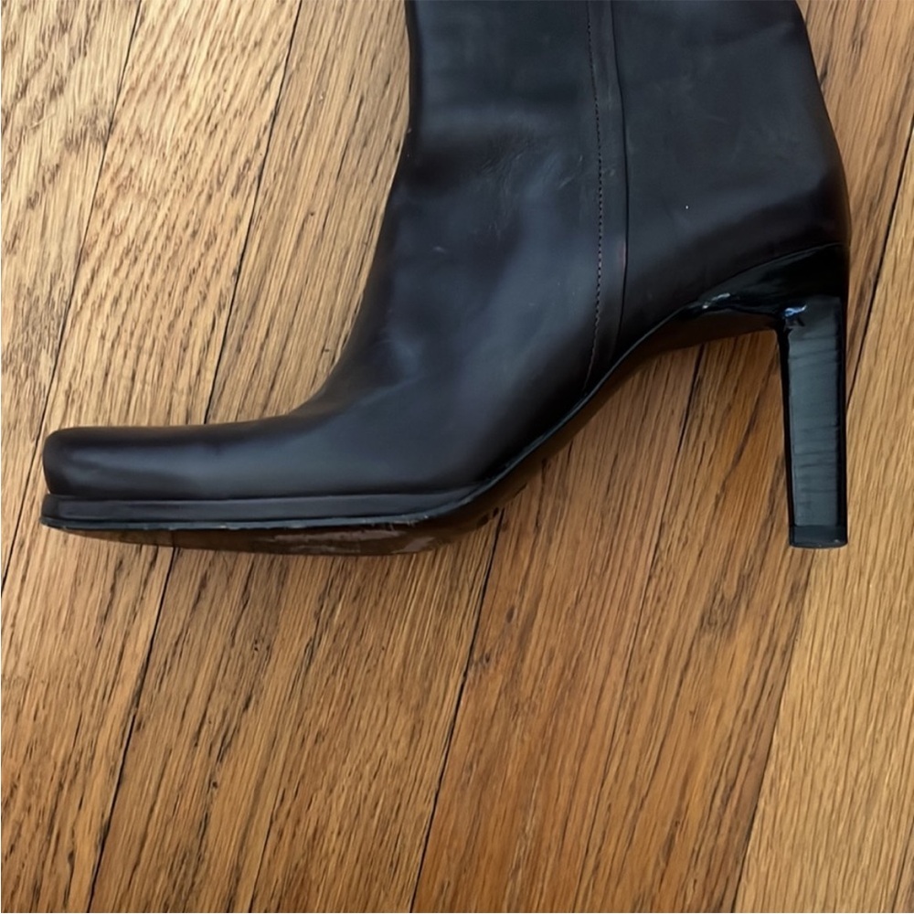 Prada Espresso Leather Heeled Boots - Picture 2 of 3